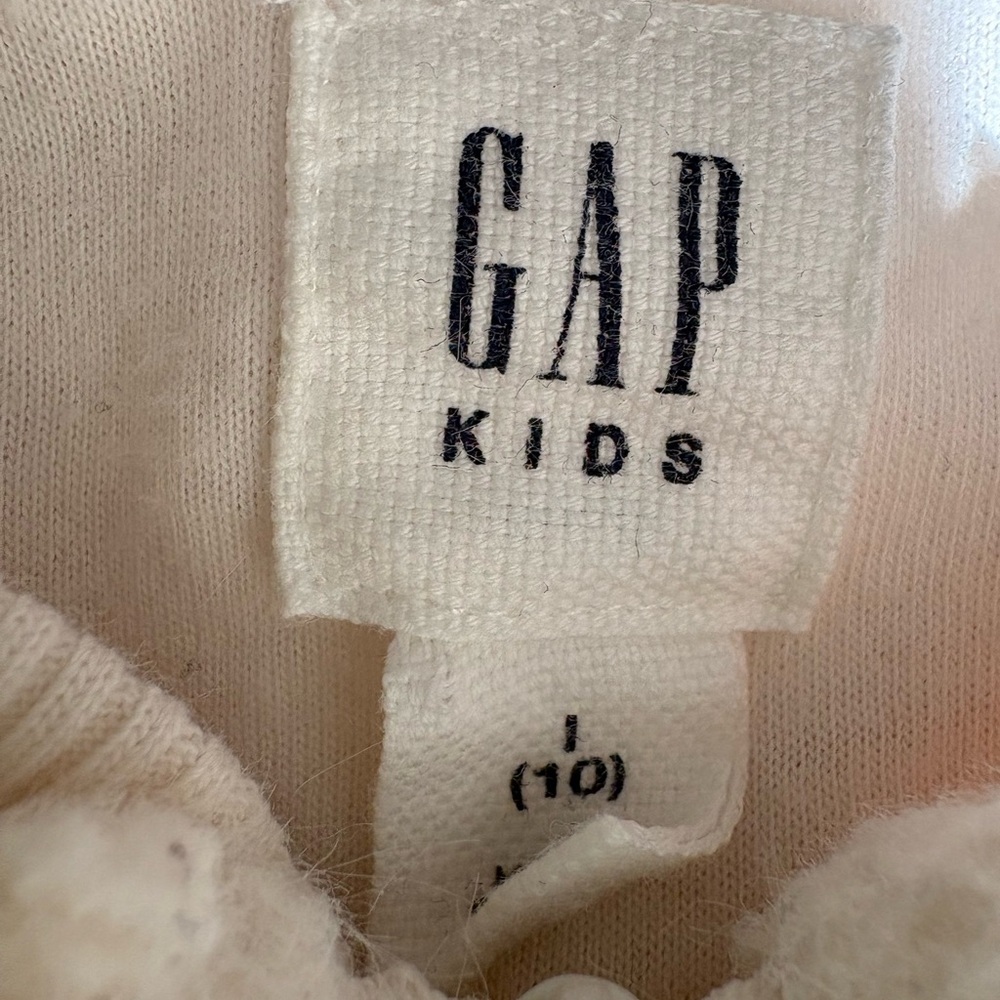 GAP Kids Cream Fuzzy Teddy Bomber Jacket Size 10 - Picture 5 of 5